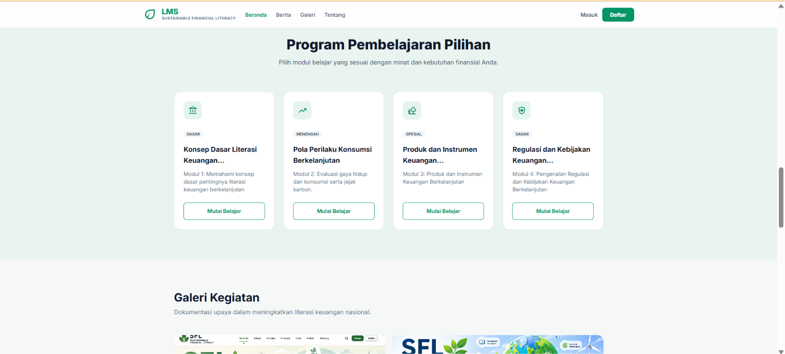 Screenshot LMS Sustainable Financial Literacy